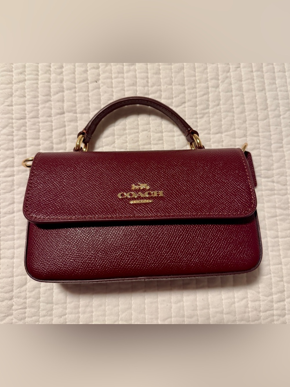 Coach Burgundy Leather Mini Josie Crossbody with Gold Hardware